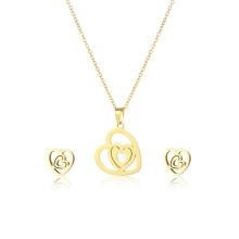 2021 heart shape earring stud customized wholesale 18k gold plated fashion jewelry set women